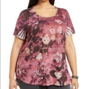 Style&Co Women’s Plus Printed Mauve Floral Shirt